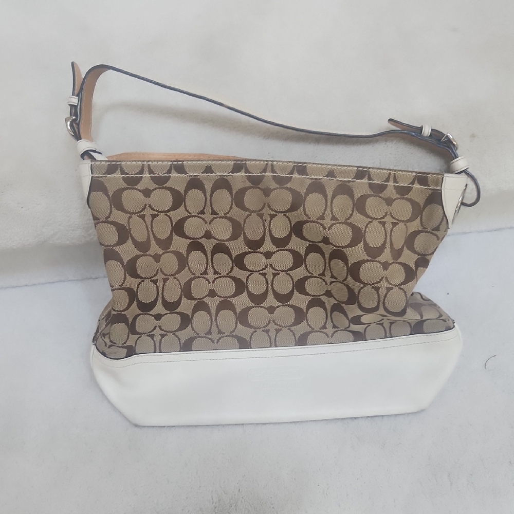Coach Signature Brown and White Shoulder Bag *AUTHENTIC*